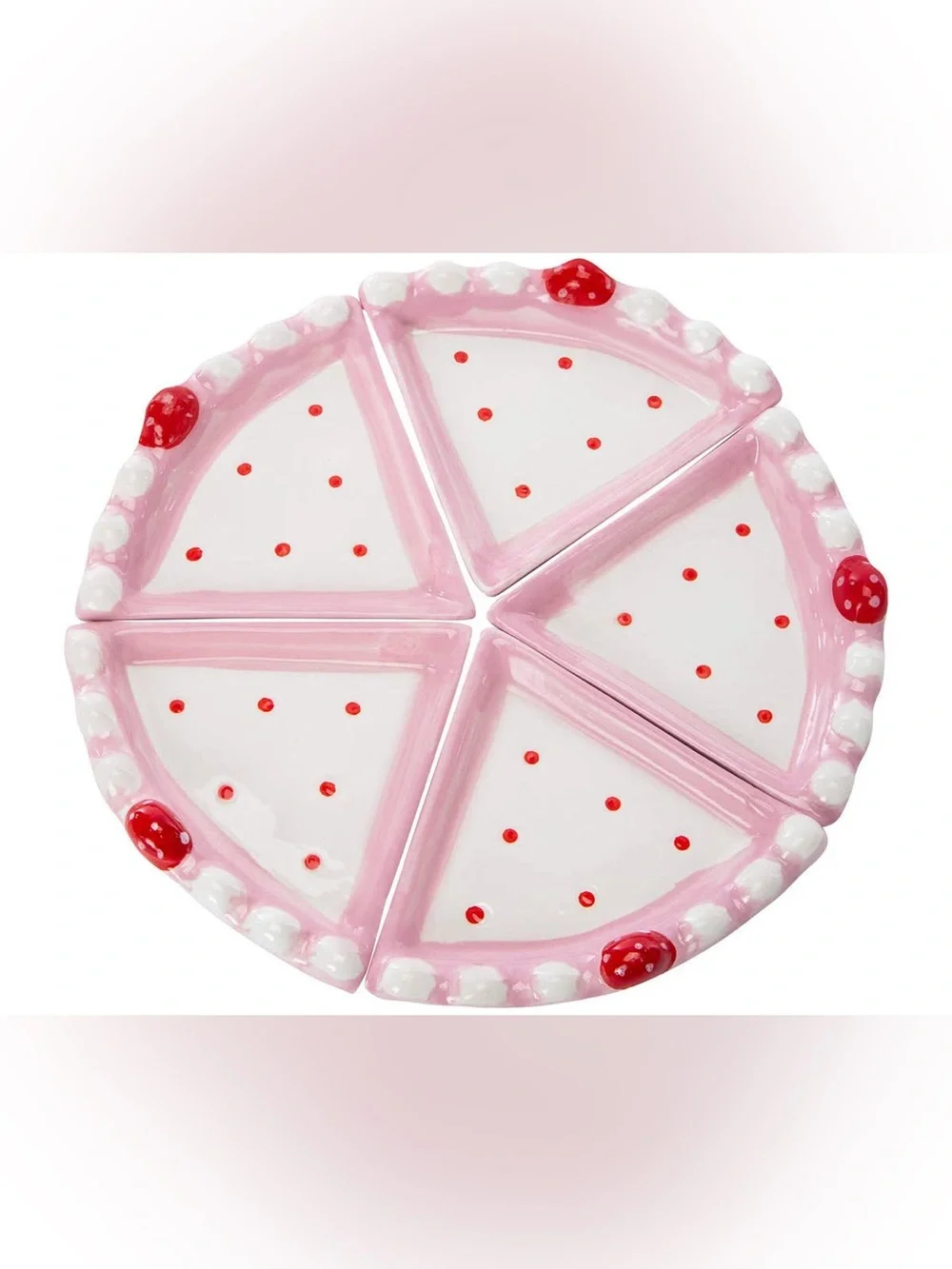 Coquette Ceramic Cake Dessert Plate Set with Strawberries - Hand Painted